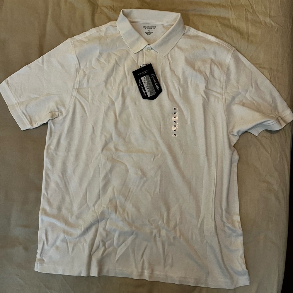 Supima Cotton white polo shirt XL NWT